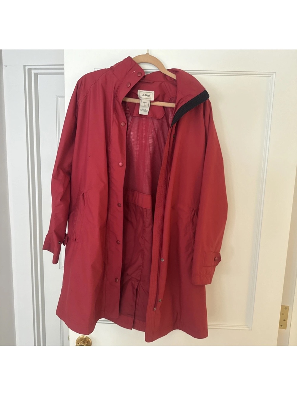 L.L. Bean Women's Classic Red Rain Coat, Size Small
